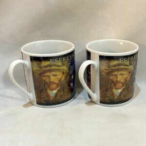 Pair of Gogh Gear Van Gogh Vodkas Porcelain Espresso Coffee Cups Demitasse